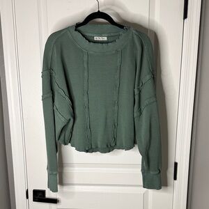 We The Free Sage Green Textured Hoodie